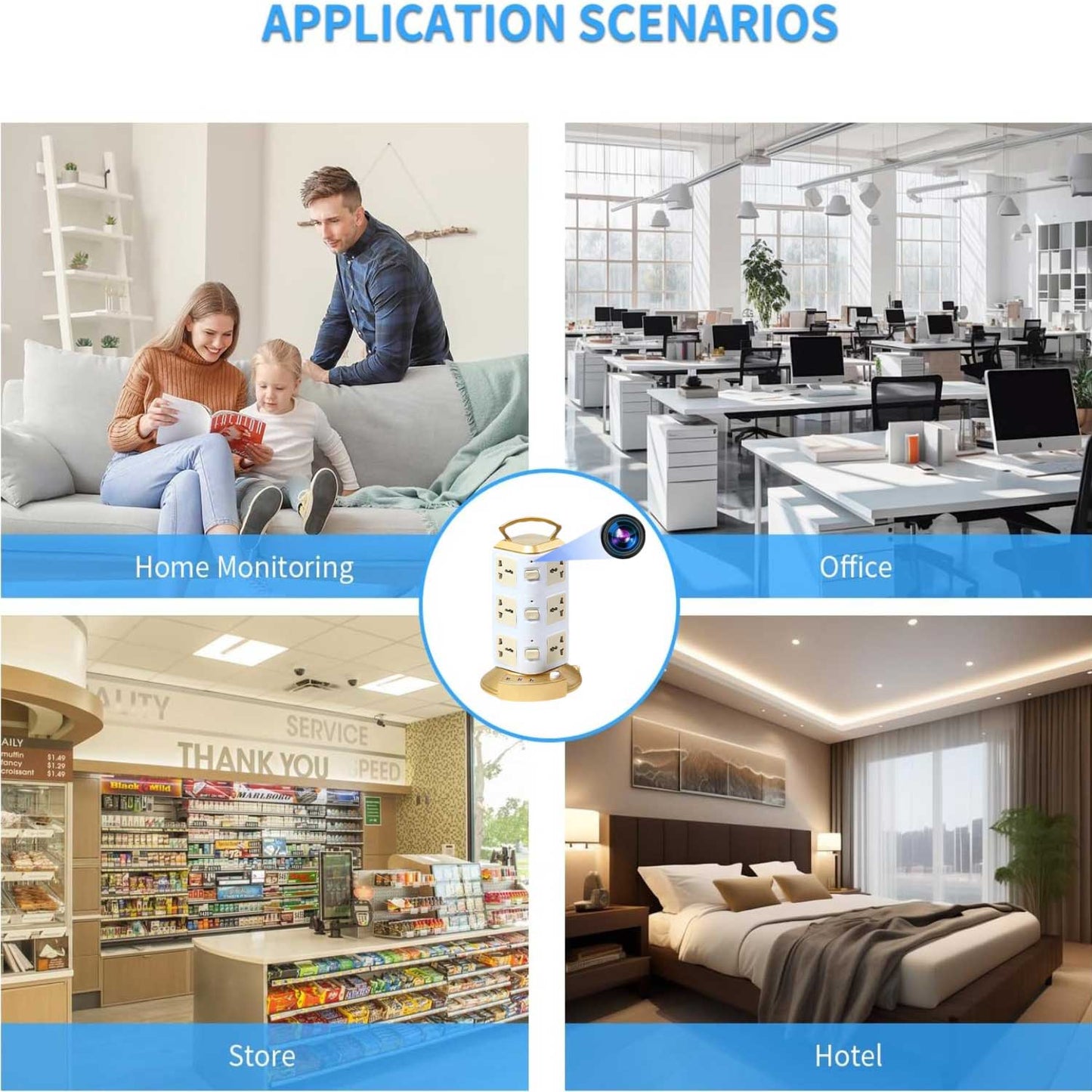 Wireless Mini Power Strip Camera,Wall Outlet WiFi Camera,Home Camera,Indoor Security Camera,Nanny Camera