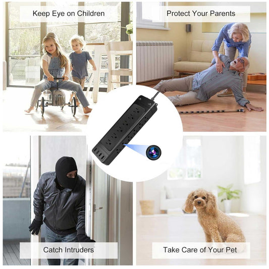 Wall Outlet WiFi Camera,Wireless Mini Power Strip Camera, Home Security Camera, Indoor Security Camera,Nanny Camera